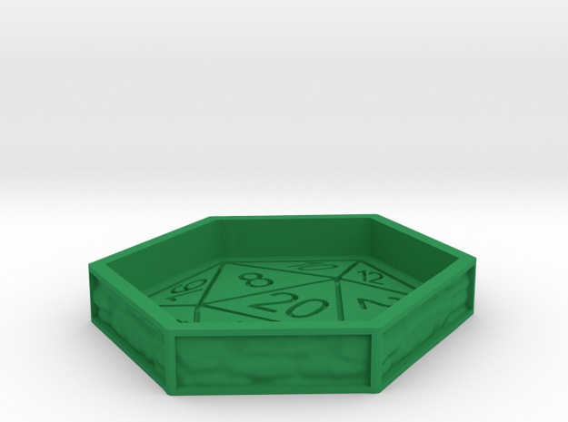 D20 Dice Tray  in Green Processed Versatile Plastic