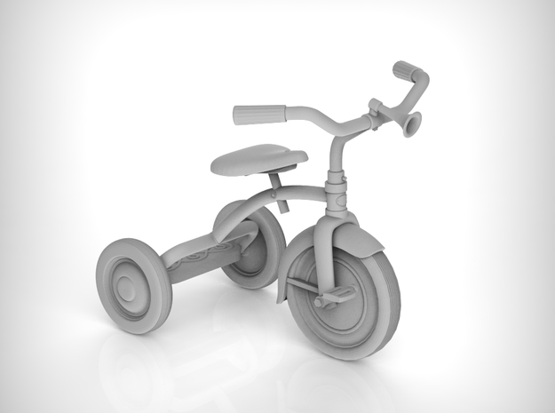 Tricycle 01. 1:12 Scale in White Natural Versatile Plastic
