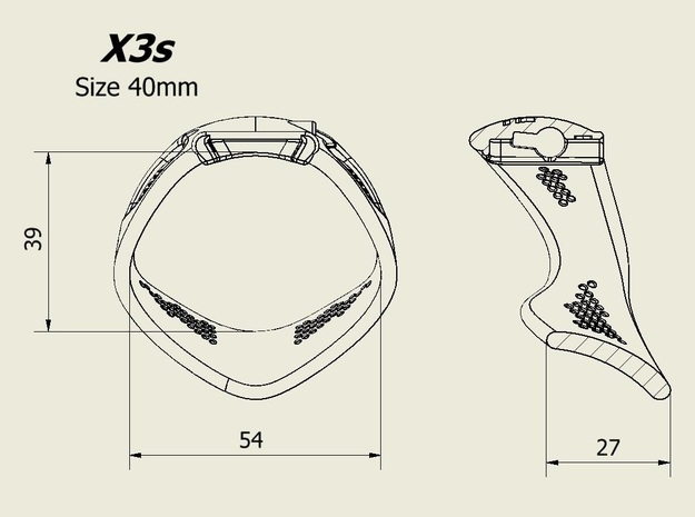 X3S Ring 40mm  in Black PA12