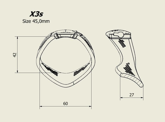 X3S Ring 45mm in Black PA12