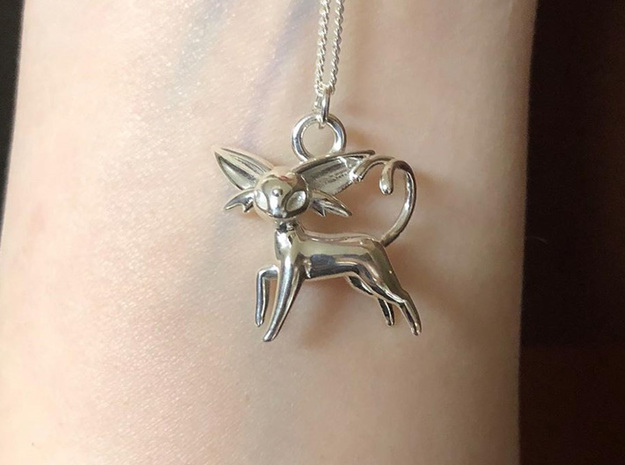 Espeon Pendant in Polished Silver