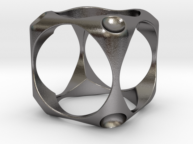 Cube Ring 1 in Polished Nickel Steel