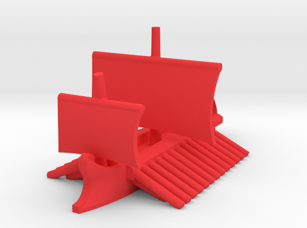 Roman Base Trireme Sailing Game Pieces in Red Processed Versatile Plastic: Extra Small