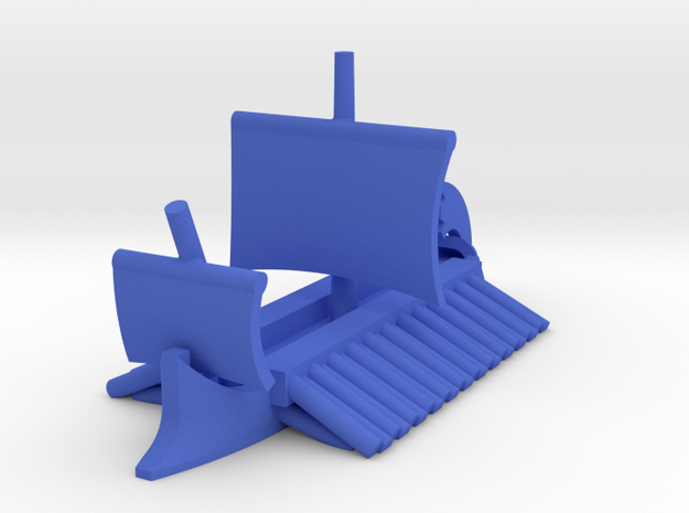 Athenian Trireme Sailing Game Pieces in Blue Processed Versatile Plastic: Extra Small