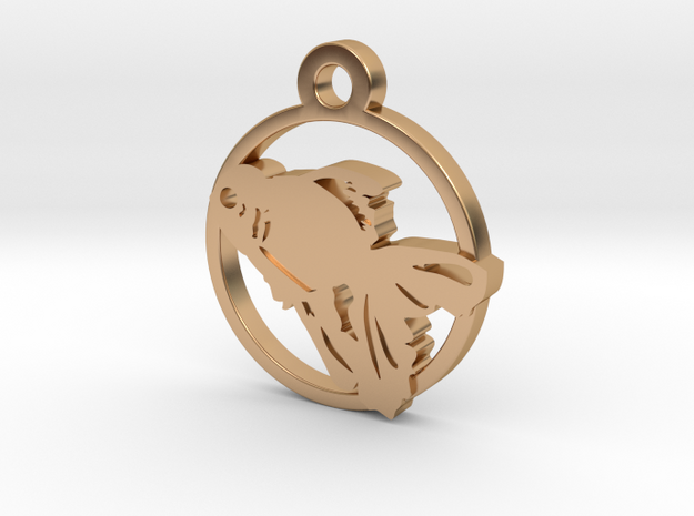 Gold Fish Charm Necklace n27 in Polished Bronze