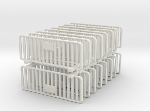 Crowd Control Barrier (x16) 1/87 in White Natural Versatile Plastic