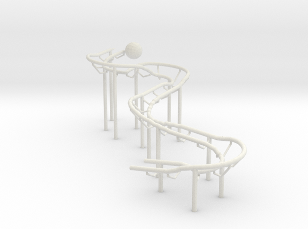 Very Small RBS Rolling Ball Sculpture Marble Run in White Natural Versatile Plastic
