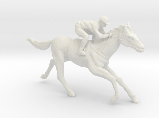 HO Scale Jockey and Horse in White Natural Versatile Plastic