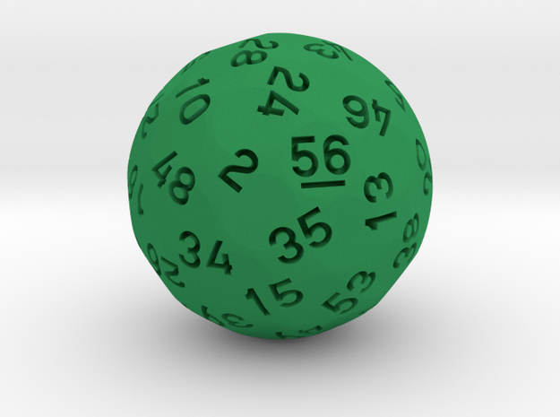 d56 Sphere Dice in Green Processed Versatile Plastic