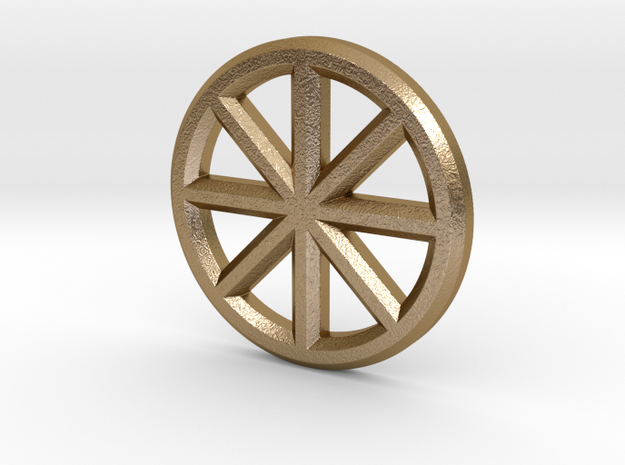 Wagon Wheel Pendant in Polished Gold Steel