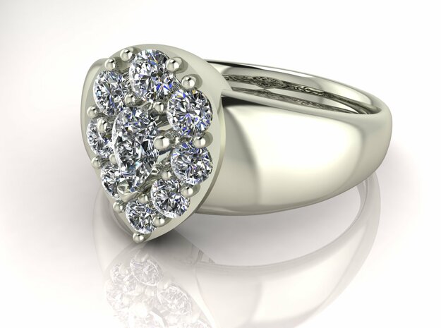 Pear-shaped halo 2 engagement ring, NO STONES SUPP in Fine Detail Polished Silver