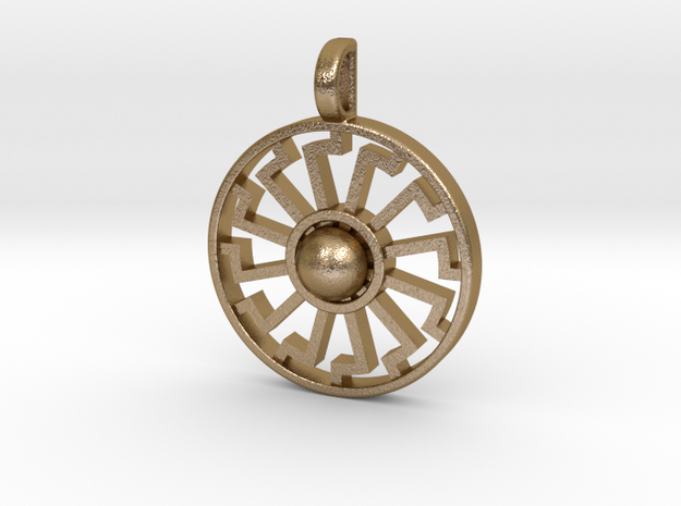 sonnenrad variant pendant in Polished Gold Steel