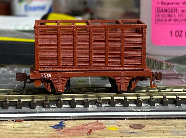 VR N Scale KQ Wagon with MC Container in Smooth Fine Detail Plastic