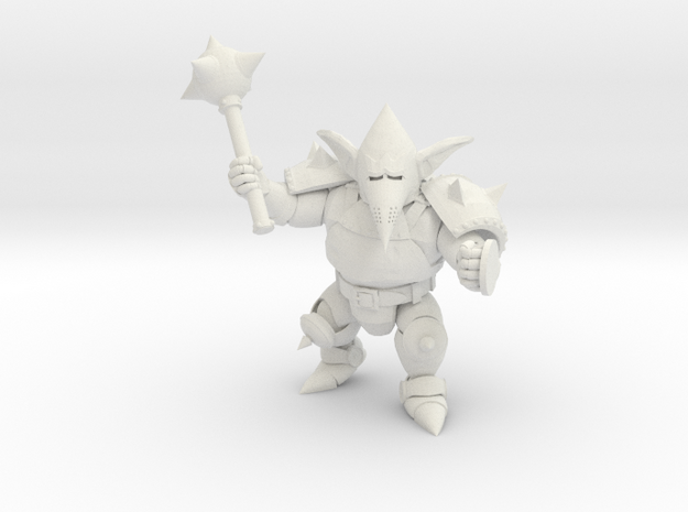 Armoured Goblin with Mace in White Natural Versatile Plastic