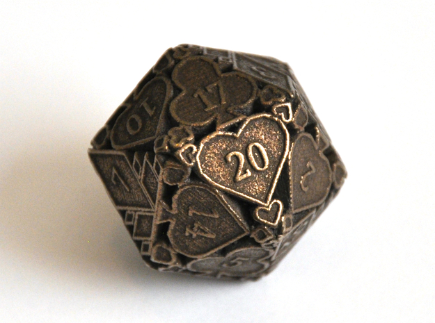 D20 Balanced - Cards (Metal) in Polished Bronze Steel