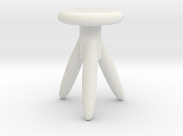 Miniature 1:12 Chair in White Natural Versatile Plastic: 1:12