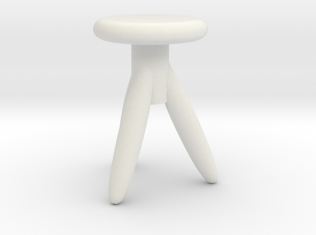 Miniature 1:24 Chair in White Natural Versatile Plastic: 1:24