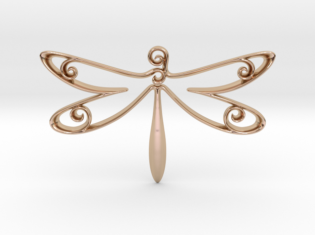 The Dragonfly Pendant in 14k Rose Gold Plated Brass