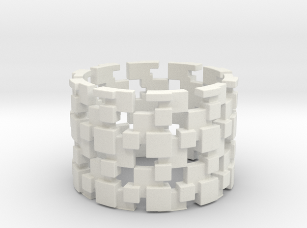 Borg Cube Ring Size 12 in White Natural Versatile Plastic