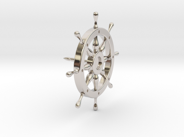 Captain's Wheel Tie Pin in Rhodium Plated Brass