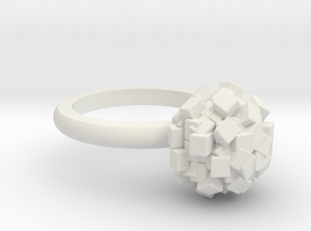 Geometric Bead ring  in White Premium Versatile Plastic: 6 / 51.5