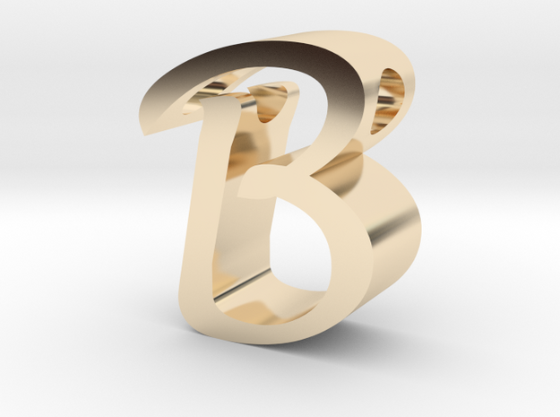 Letter B pendant in 14k Gold Plated Brass