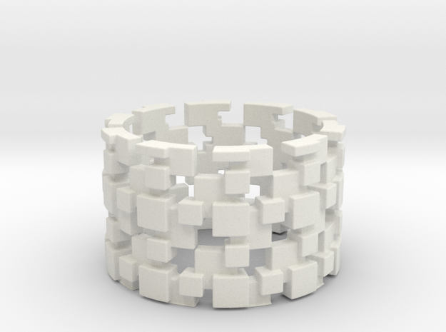 Borg Cube Ring Size 9 in White Natural Versatile Plastic