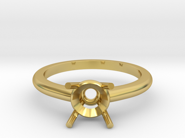 Four claw ring in Polished Brass