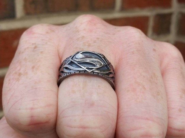 Man of Steel Rings in Antique Silver: 8 / 56.75