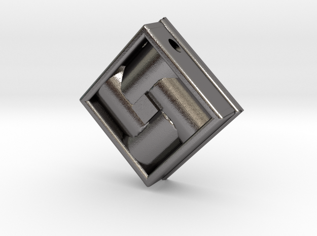 Square Weave Pendant with 3mm Silde Necklace Hole in Polished Nickel Steel