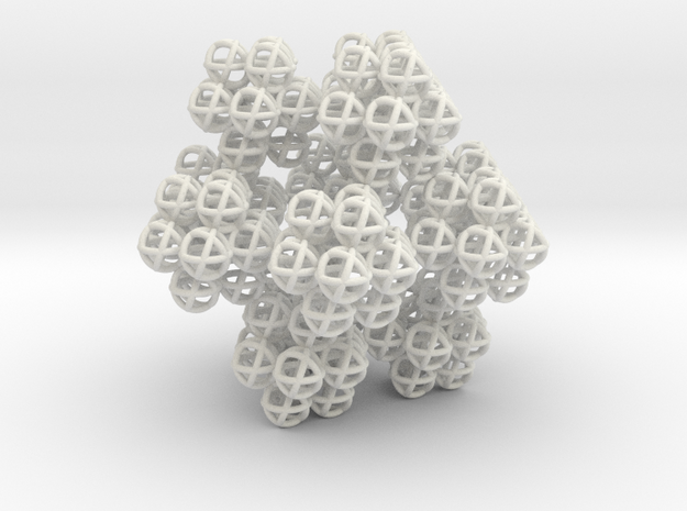 Fractal Cluster - Vector Equilibrium Genesa Sphere in White Natural Versatile Plastic