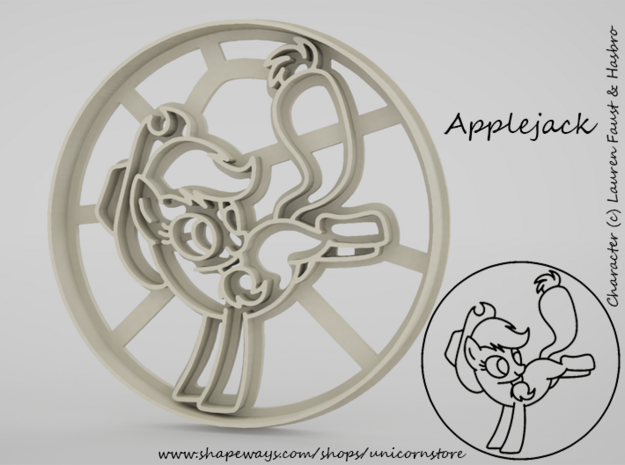 Cookie cutter Applejack My Little Pony in White Natural Versatile Plastic