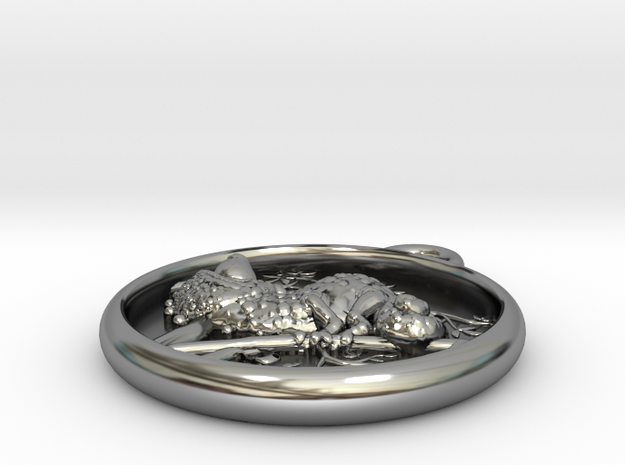 Chameleon-Medaillon2 in Antique Silver