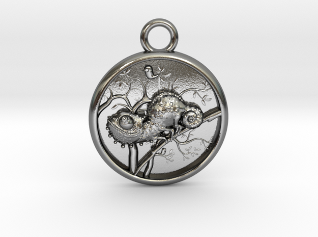 Chameleon-Medaillon3-mirrow in Polished Silver