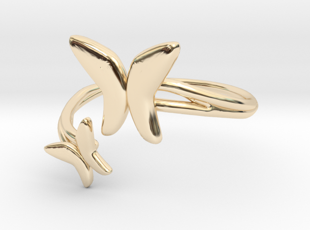 Butterfly Pair Ring Size 8--18.2mm in 14K Yellow Gold