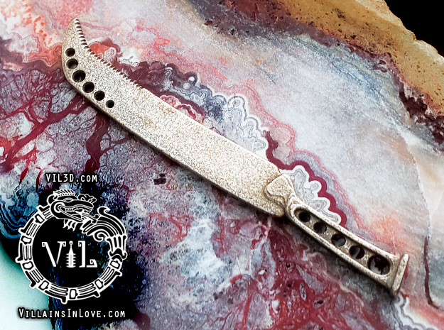 Part X Surgical MACHETE Pendant ⛧ VIL ⛧ in Polished Bronzed-Silver Steel