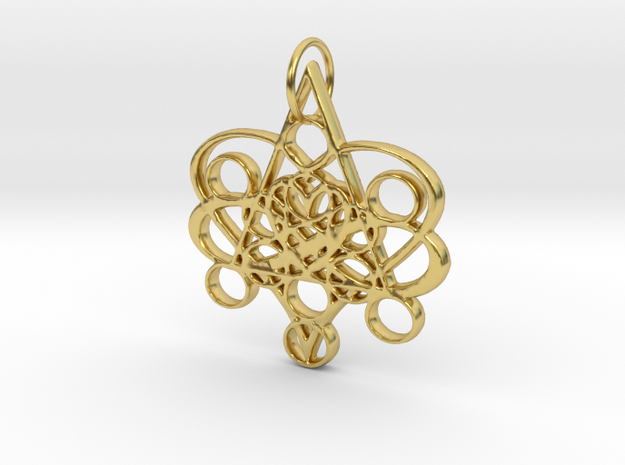 Infinite Heart Pendant in Polished Brass: Medium