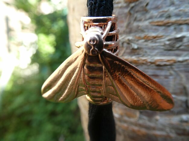 Death's Head Moth - Beard Ring or Dreadlock Bead in Natural Bronze