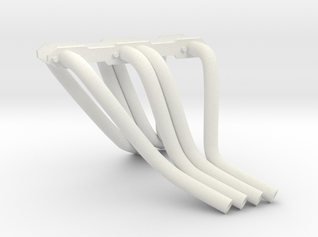 1:8 Dragster Style Headers for a small block chevy in White Natural Versatile Plastic