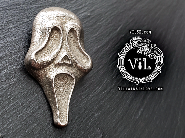 KNB Scream Pendant ⛧ VIL ⛧ in Polished Bronzed-Silver Steel: Small