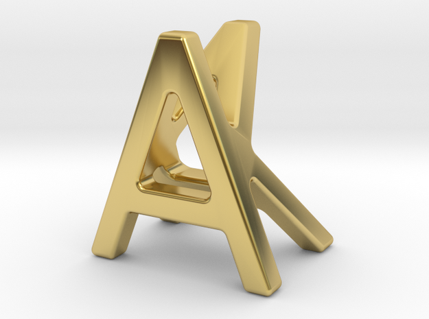 AK KA - Two way letter pendant in Polished Brass