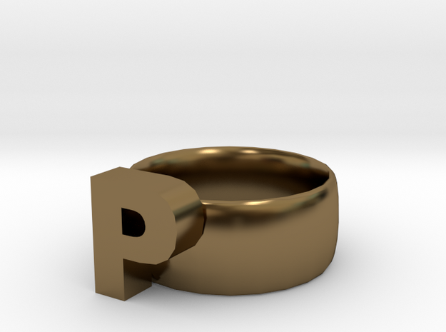 P Ring in Polished Bronze