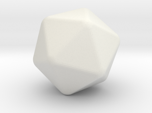 Icosahedron - Rounded 2mm in White Natural Versatile Plastic