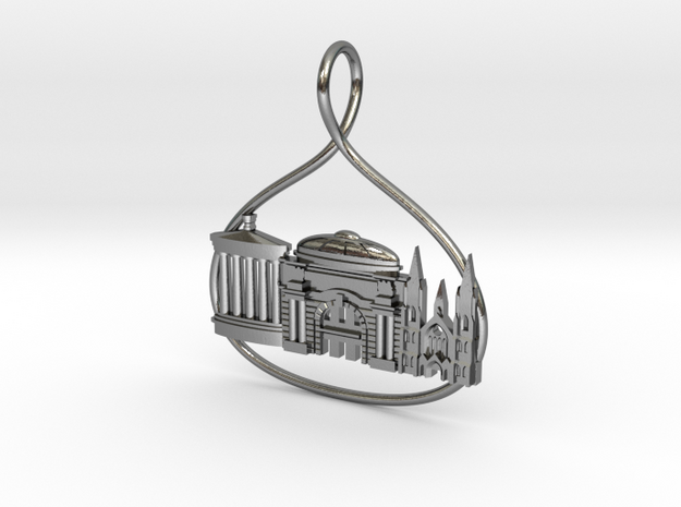 Edinburgh Cityscape Skyline Pendant in Polished Silver