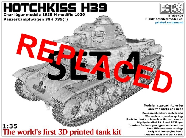 ETS35X01 Hotchkiss H39 - Set 4 - Trench Skid in Smooth Fine Detail Plastic