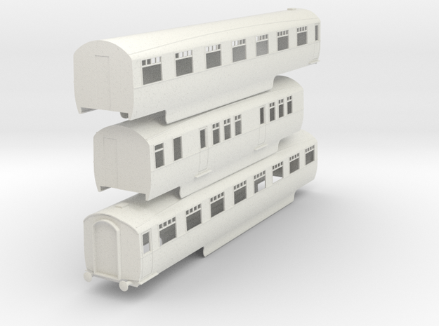 0-43-lner-silver-jubilee-C-D-triplet-coach in White Natural Versatile Plastic