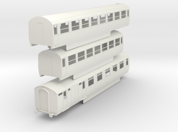0-43-lner-silver-jubilee-E-F-G-triplet-coach in White Natural Versatile Plastic