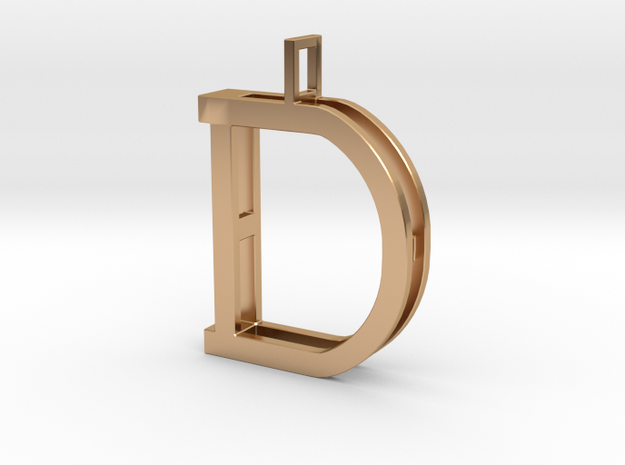 letter D monogram pendant in Polished Bronze
