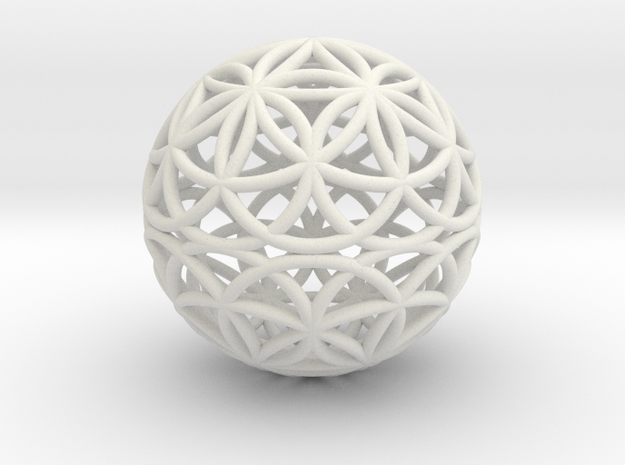 Special Edition 55mm Thick Flower Of Life in White Natural Versatile Plastic