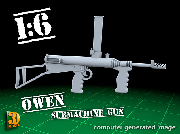 Owen gun in 1:6 in Tan Fine Detail Plastic